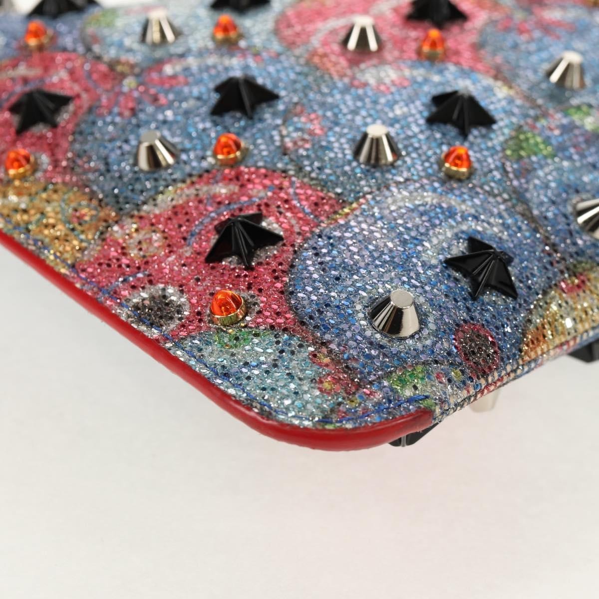 Christian Louboutin Loubiclutch Spiked Printed Leather Red Canvas Shoulder Bag Bag (Pre-Owned)