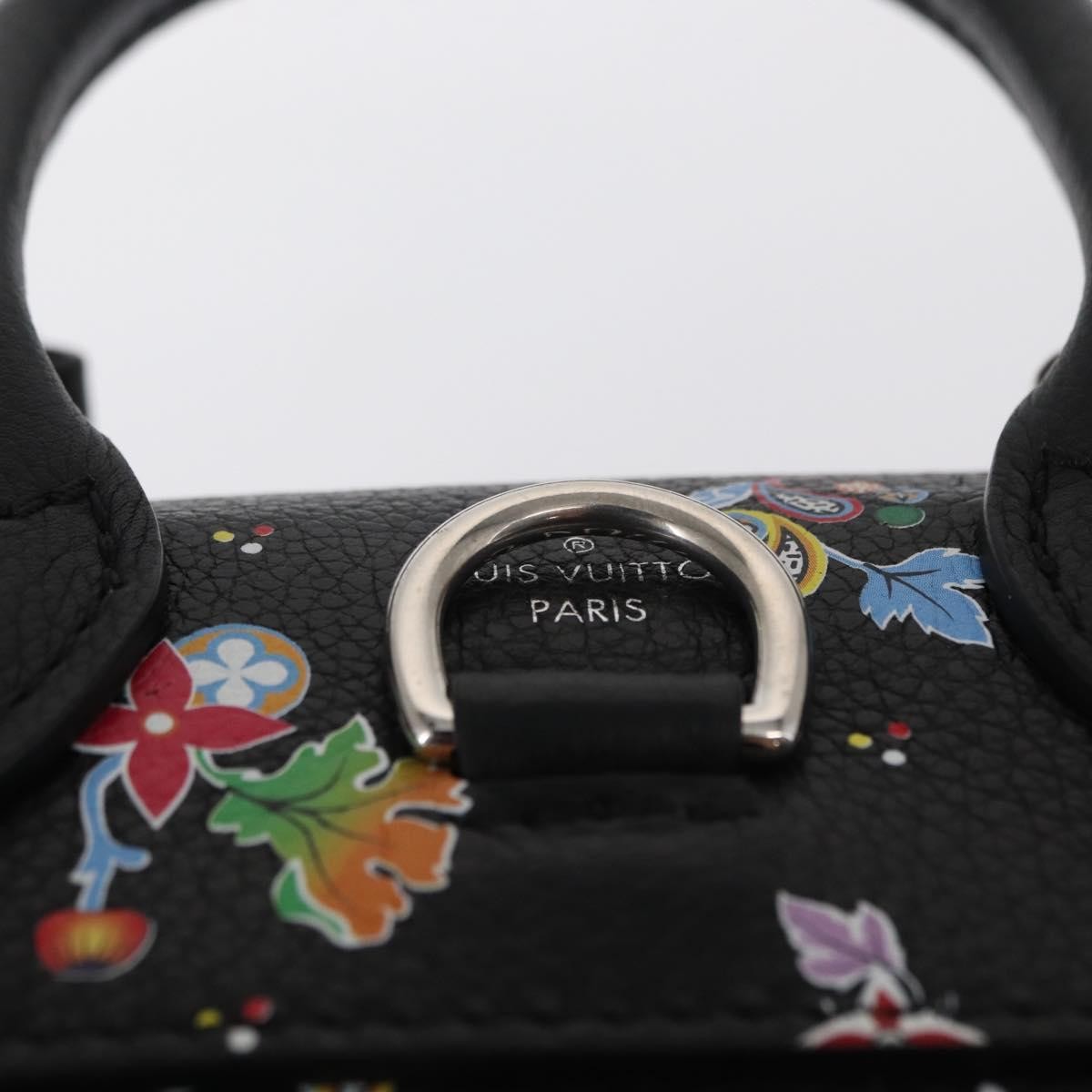 Louis Vuitton Lockme Floral Printed Leather Black Leather Backpack Bag (Pre-Owned)