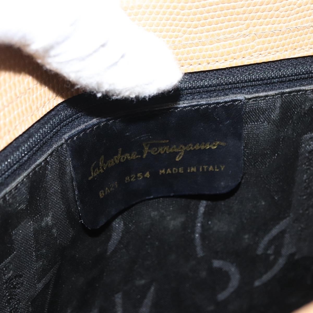 Salvatore Ferragamo Vala Tote Leather Beige Leather Tote Bag Bag (Pre-Owned)
