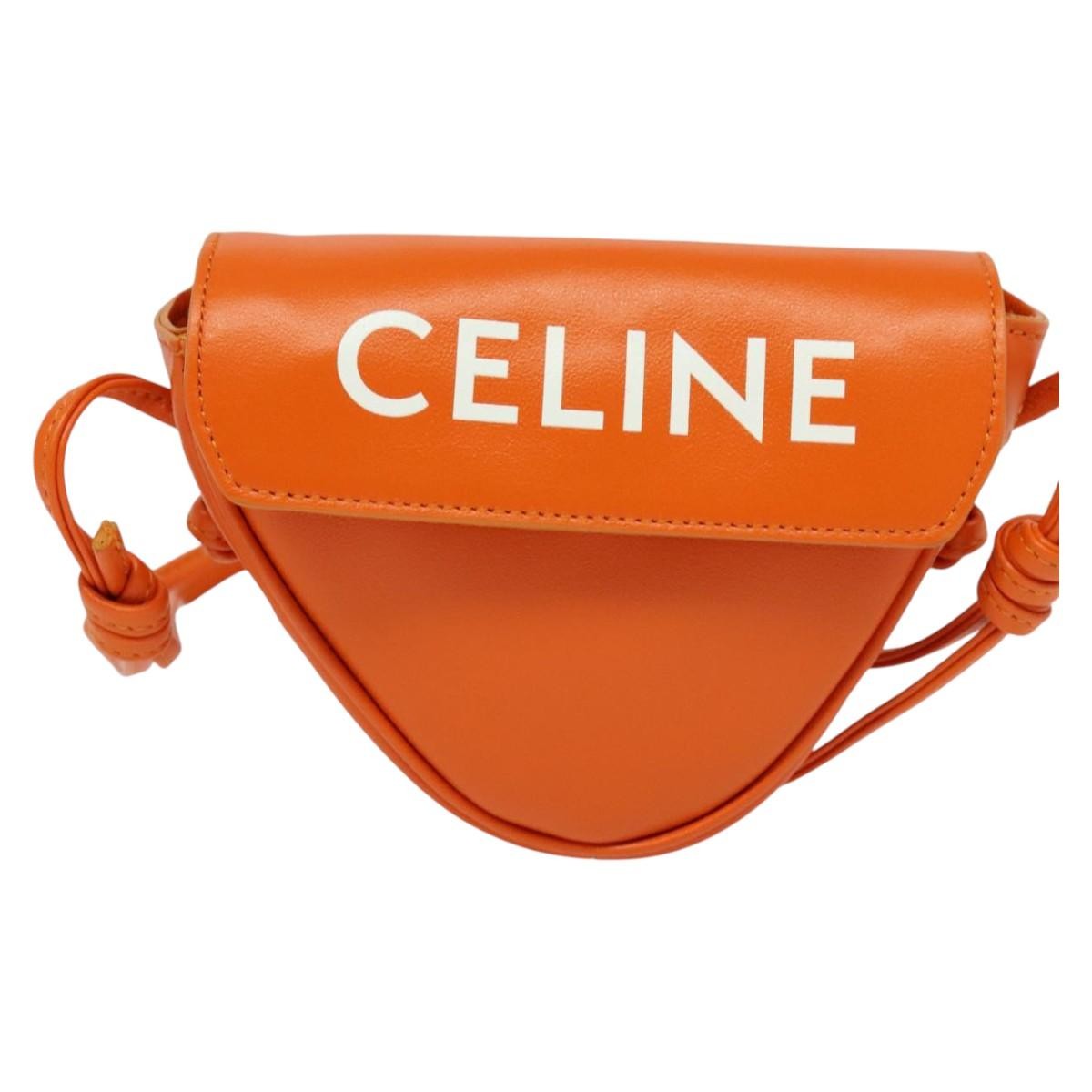Celine Triangle Leather Orange Leather Shoulder Bag Bag (Pre-Owned)