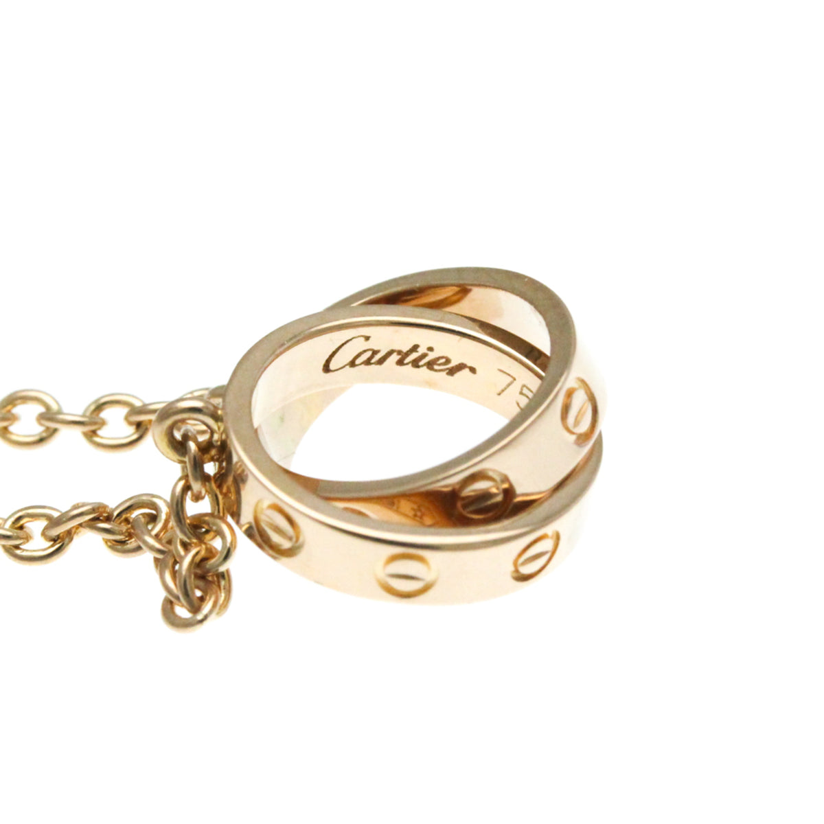 Cartier Love Interlocking 18K Rose Gold Gold Pink_Gold Necklace Jewelry (Pre-Owned)