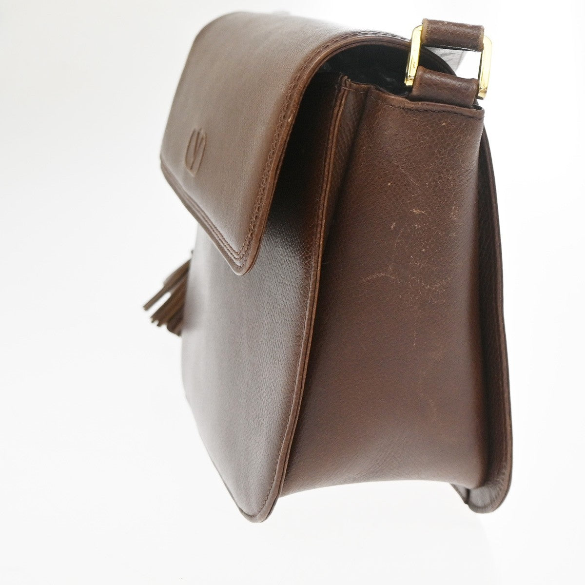 Valentino Garavani Vltn Flap Clutch Leather Brown Leather Shoulder Bag Bag (Pre-Owned)