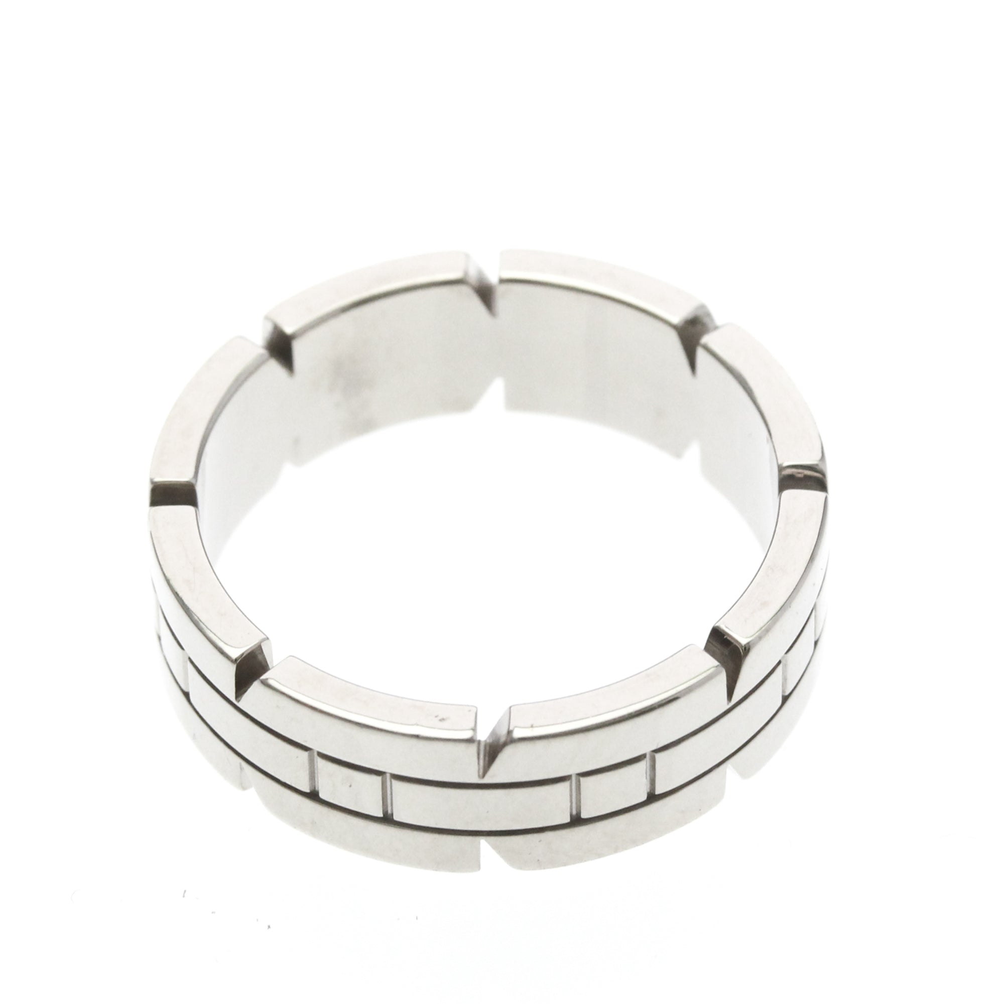 Cartier Tank Francaise 18K White Gold Silver White_Gold Ring Jewelry (Pre-Owned)