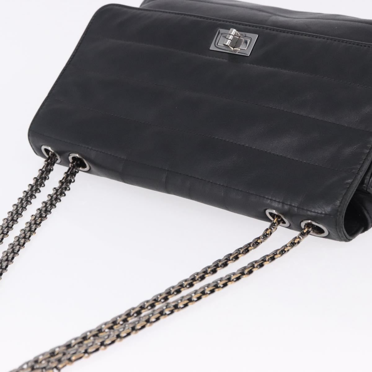 Chanel Vintage Reissue Flap Horizontal Quilt Lambskin Black Leather Shoulder Bag Bag (Pre-Owned)