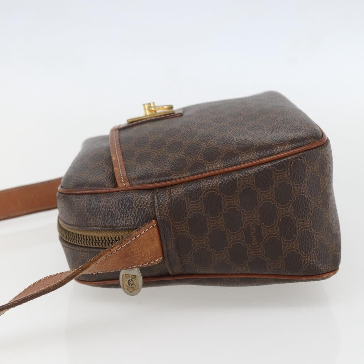 Celine Vintage Macadam Canvas And Leather Brown Canvas Shoulder Bag Bag (Pre-Owned)