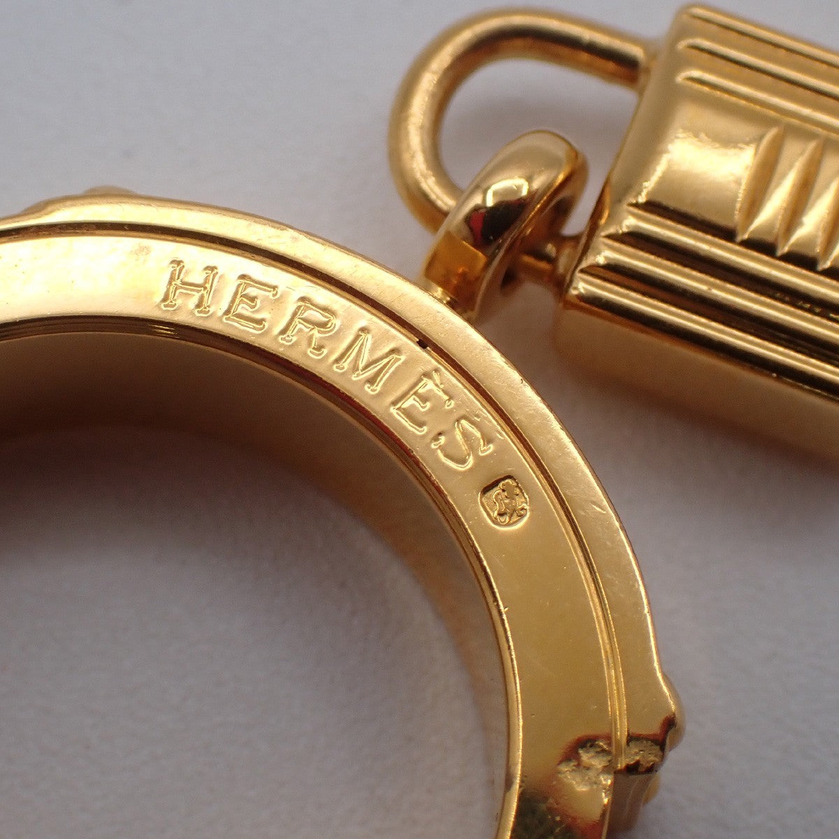 Hermes Kelly Gavroche Gold Plated And Leather Gold Gold_Plated Ring Jewelry (Pre-Owned)