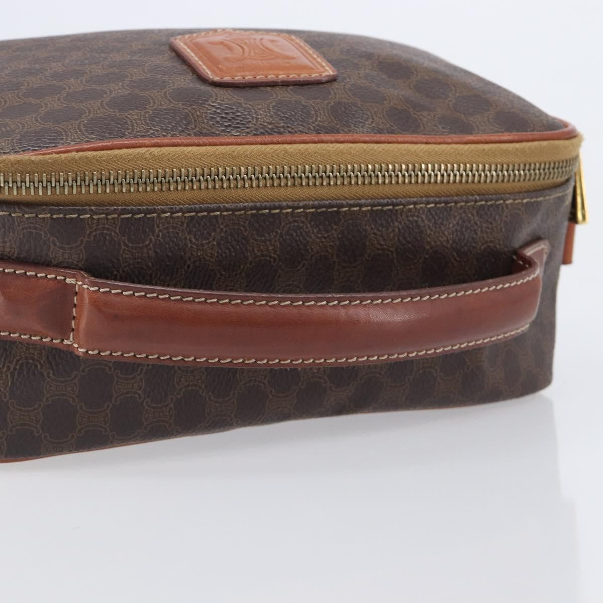 Celine Vintage Handbag Toile Céline Brown Canvas Handbag (Pre-Owned)