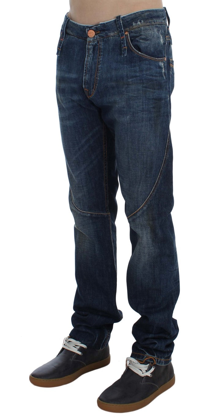 Acht Chic Slim Fit Blue Wash Italian Men's Jeans