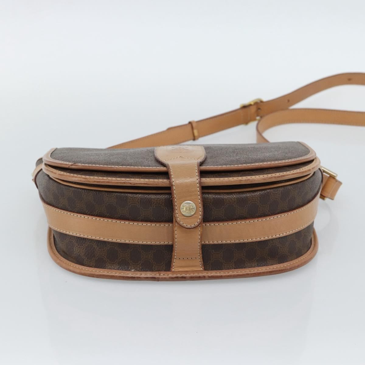 Celine Vintage Macadam Canvas And Leather Brown Canvas Shoulder Bag Bag (Pre-Owned)