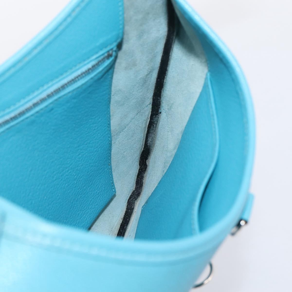 Hermes Trim Clemence Blue Leather Handbag (Pre-Owned)