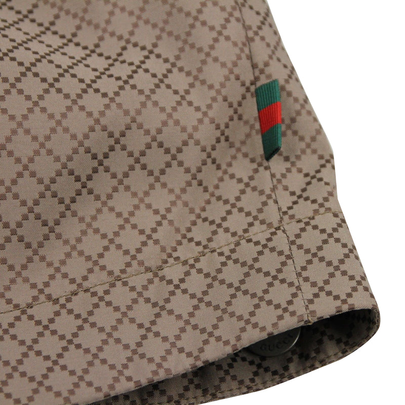 Gucci Men's Diamante Brown Polyamide Polyester Hooded Blouse Jacket