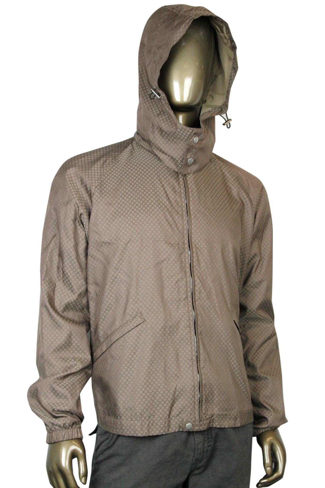 Gucci Men's Diamante Brown Polyamide Polyester Hooded Blouse Jacket(G 56 / US 46)