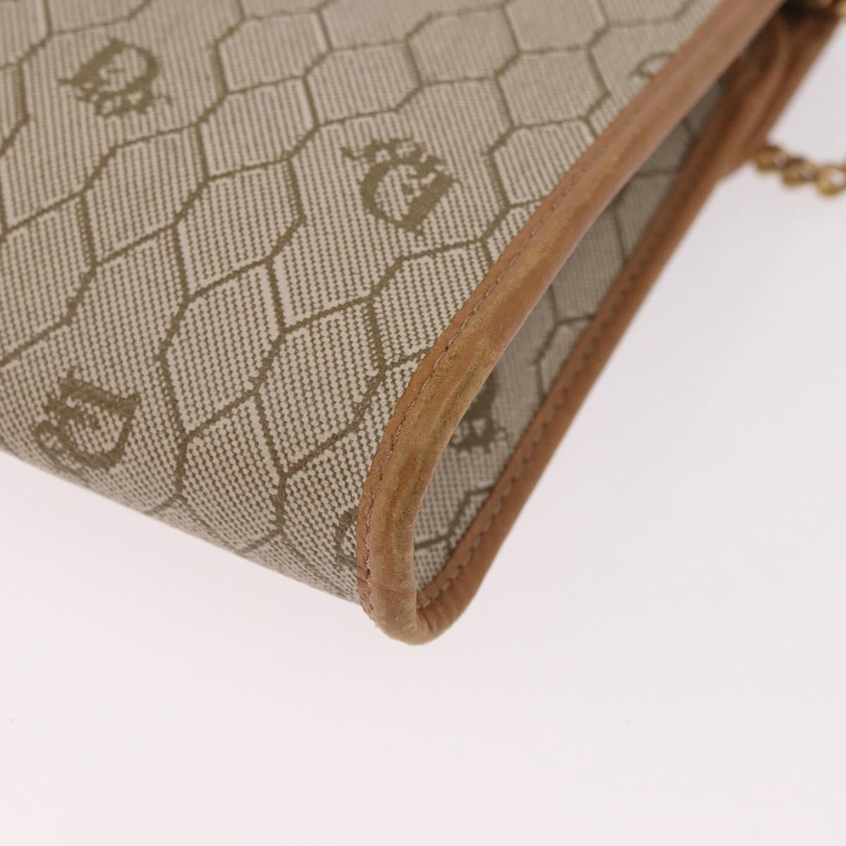 Christian Dior Vintage Honeycomb Chain Canvas Beige Canvas Shoulder Bag Bag (Pre-Owned)