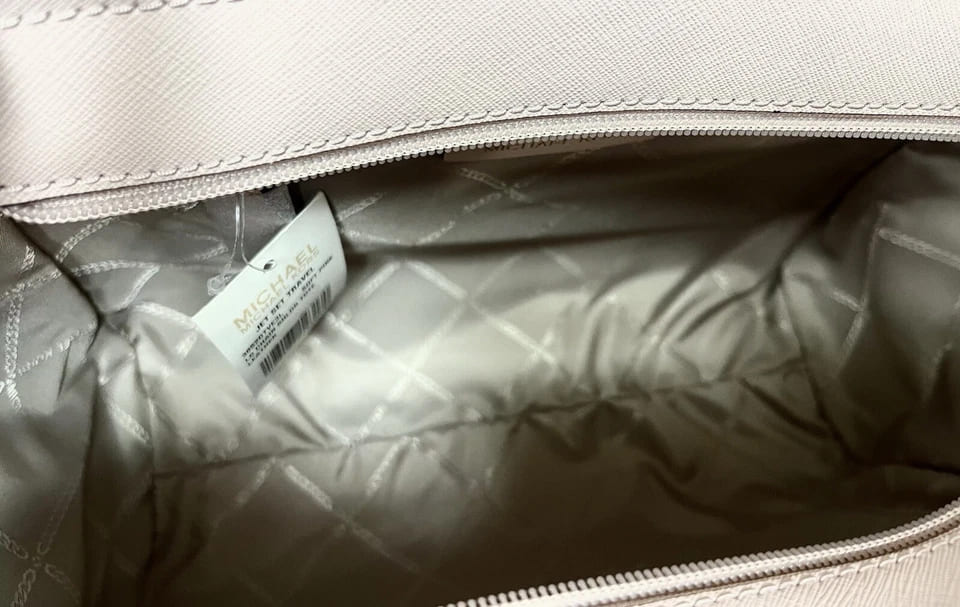 Michael Kors Jet Set Chain Saffiano Soft Pink Leather Large Shoulder Tote Bag[Soft Pink/Gold]