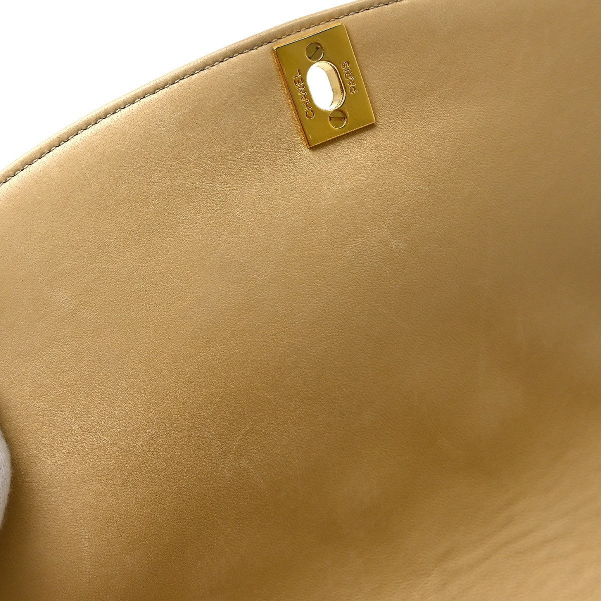 Chanel Vintage Diana Flap Quilted Lambskin Beige Leather Shoulder Bag Bag (Pre-Owned)