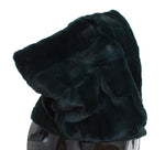 Dolce & Gabbana Green Weasel Fur Crochet Hood Scarf Women's Hat