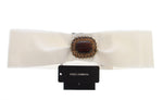 Dolce & Gabbana White Crystal Brass Wide Waist Runway Women's Belt