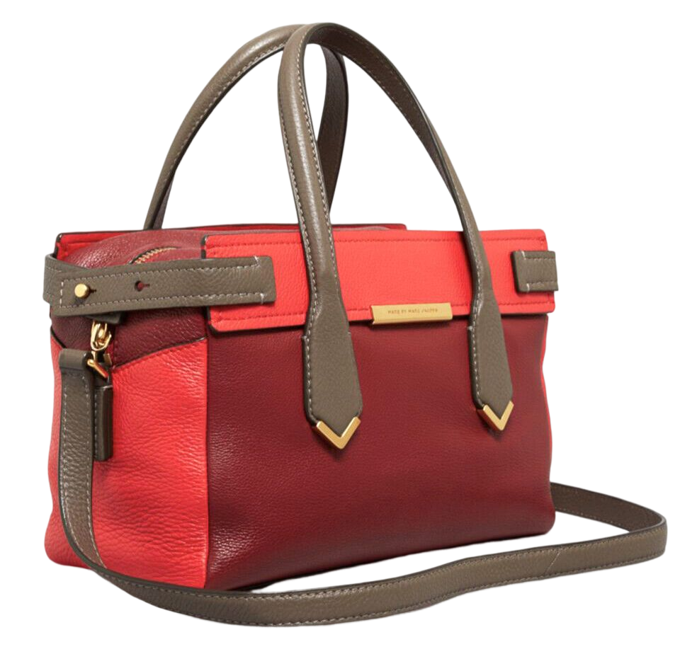 Marc Jacobs Hail to Queen Liz Red Multi Coloblock Leather Large Satchel Bag