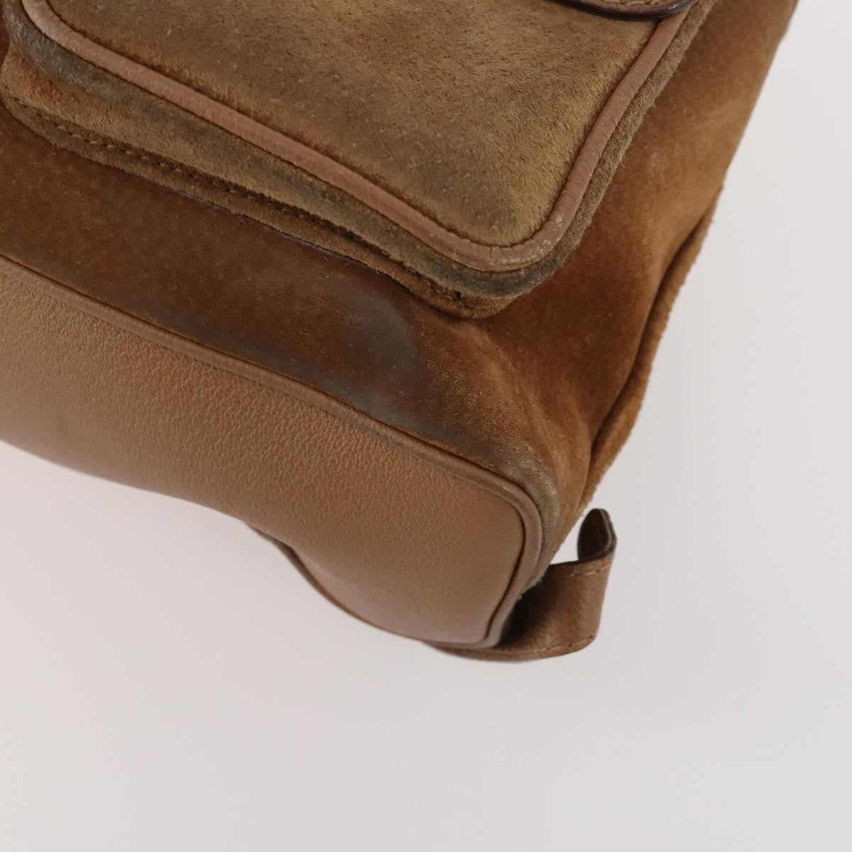 Gucci Vintage Bamboo Suede And Leather Brown Suede Backpack Bag (Pre-Owned)