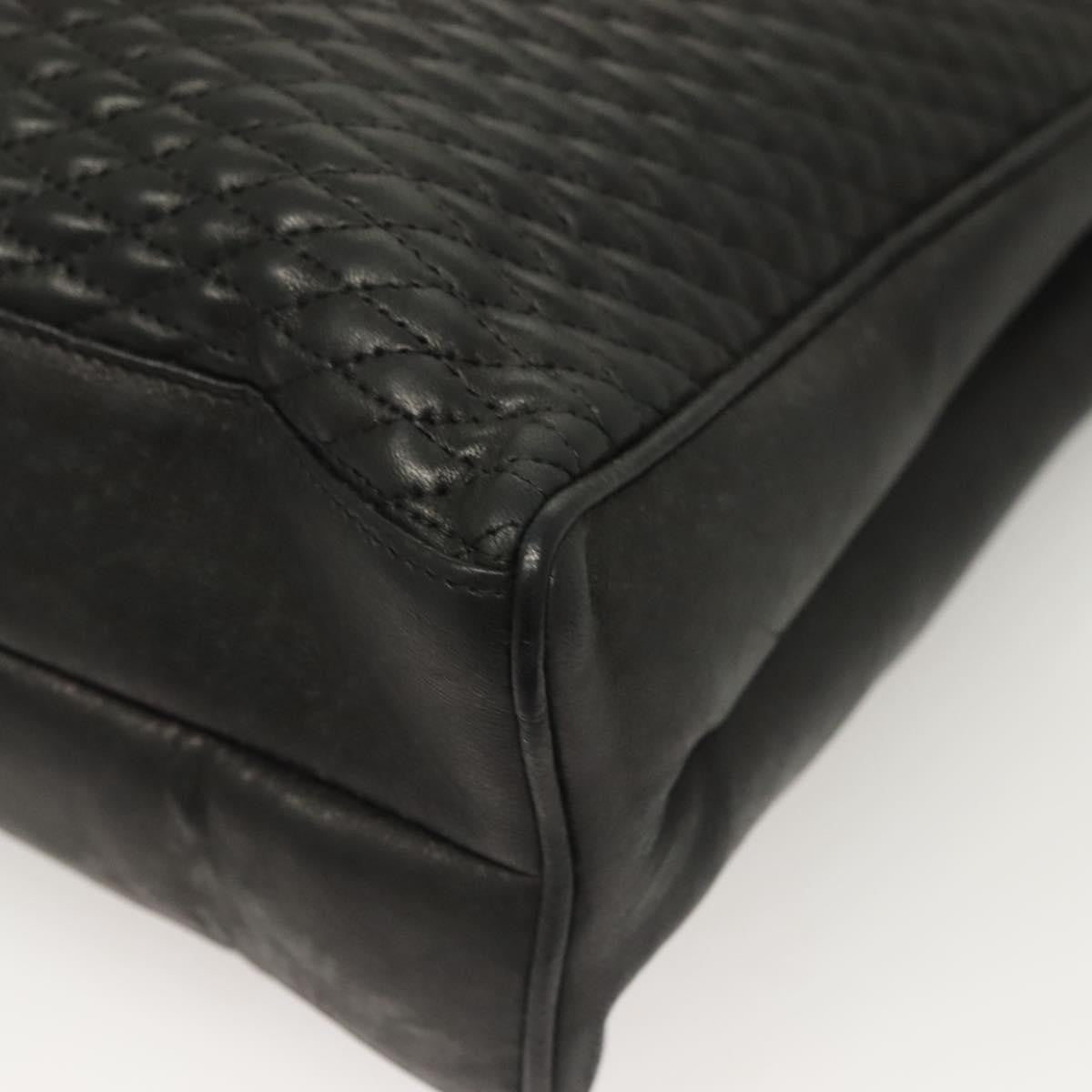 Bally Vintage Quilted Leather Black Leather Tote Bag Bag (Pre-Owned)