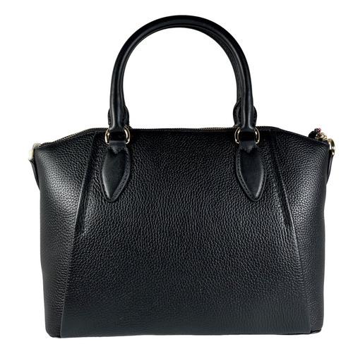 Michael Kors Sienna Medium Satchel Black Pebbled Leather Bag