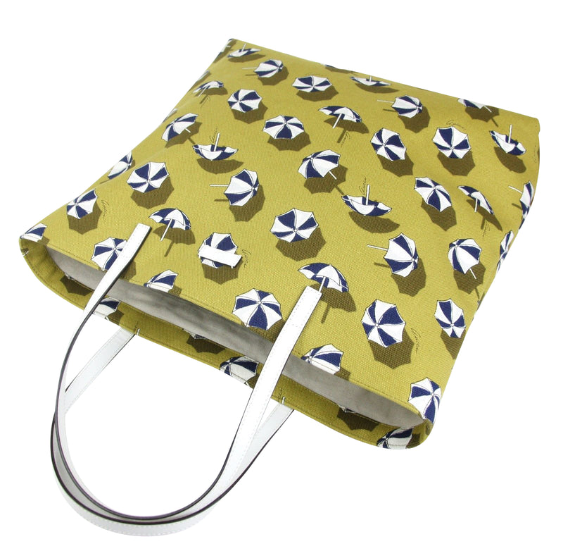 Gucci Heartbit Canvas Yellow/Parasol Tote Handbag With Parasol Print 295252 7309