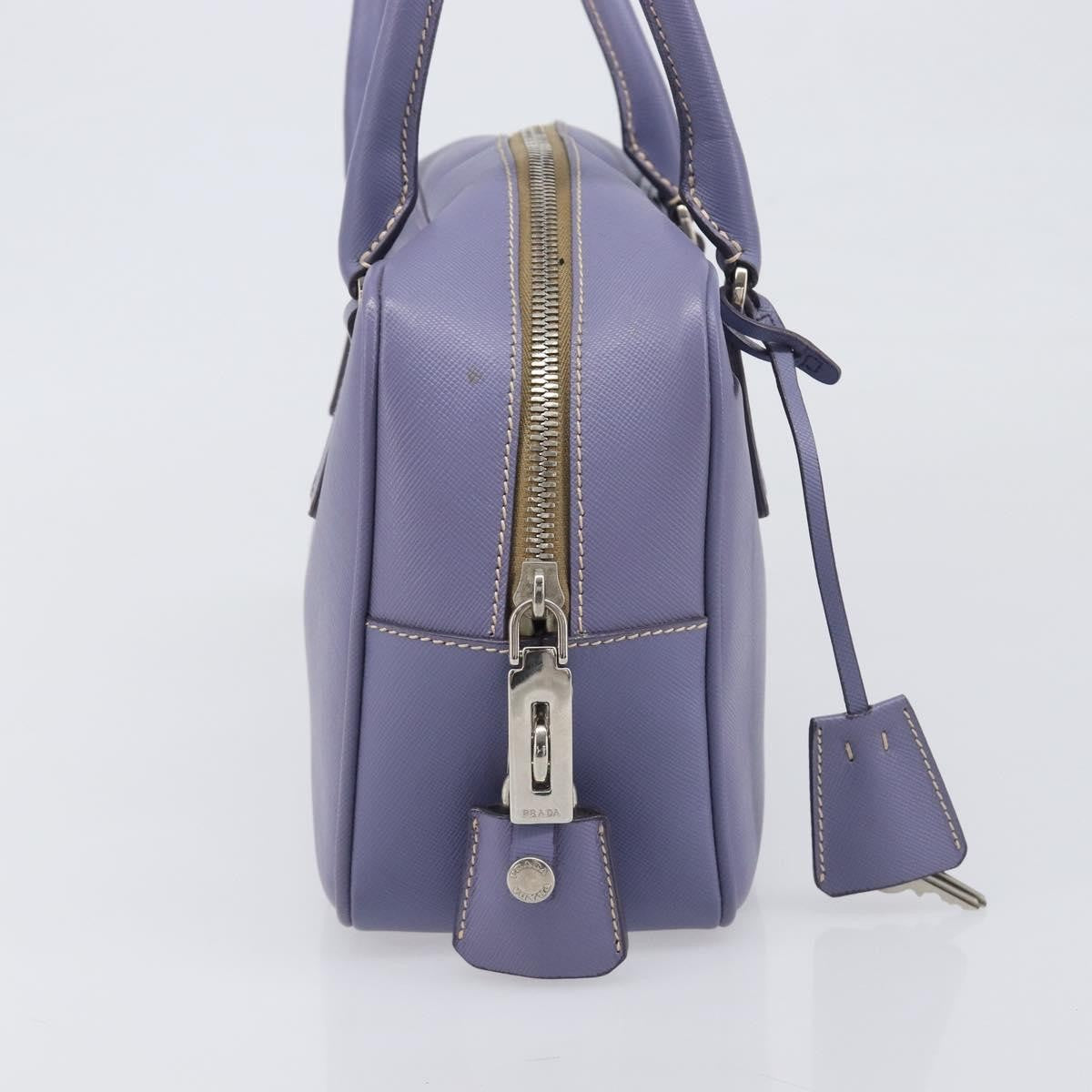 Prada Bauletto Saffiano Purple Leather Handbag (Pre-Owned)