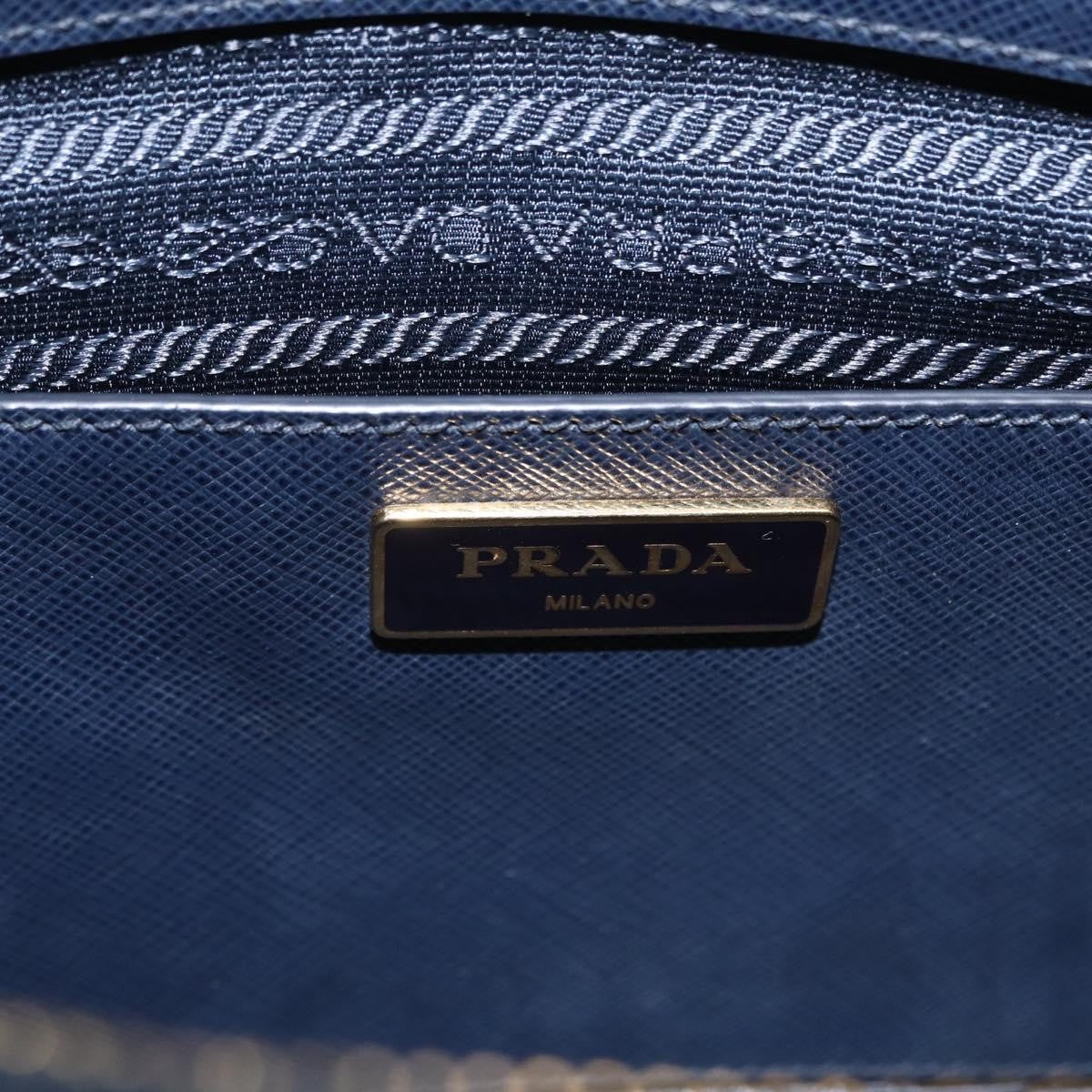 Prada Promenade Saffiano Leather Navy Leather Handbag (Pre-Owned)