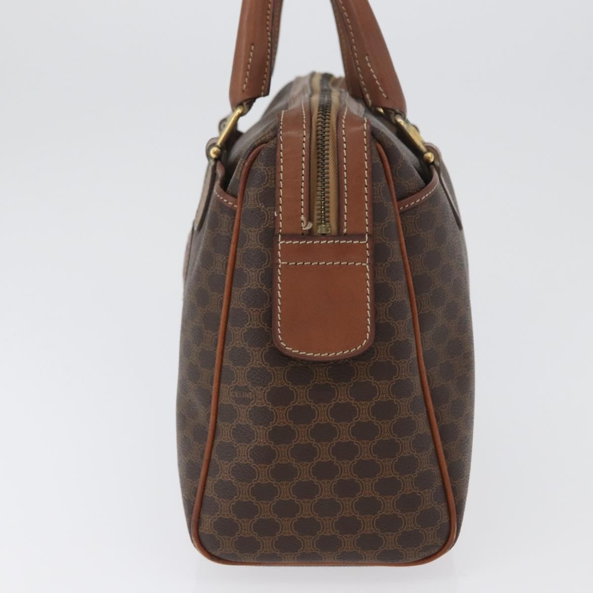 Celine Vintage Macadam Canvas And Leather Brown Canvas Handbag (Pre-Owned)