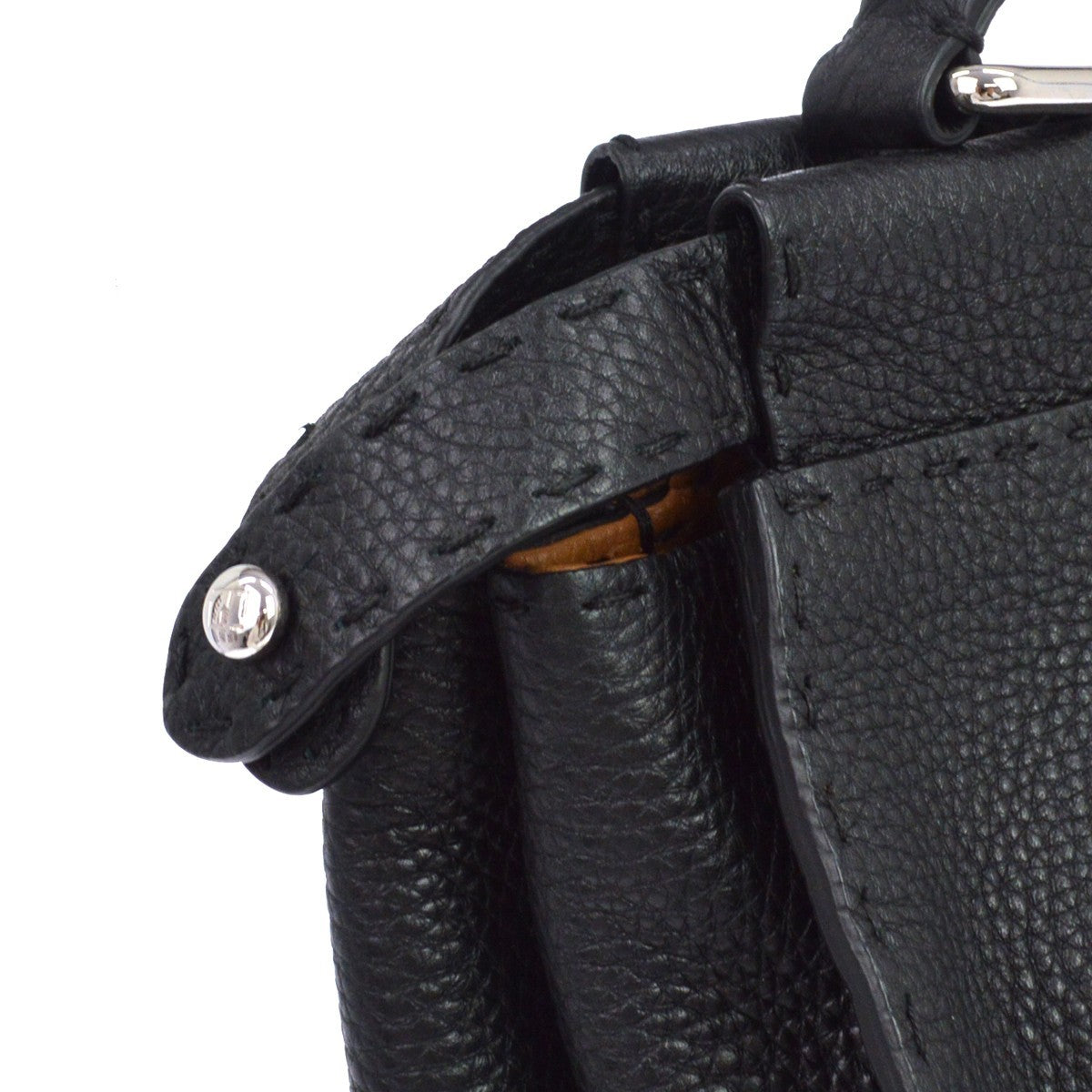Fendi Selleria Peekaboo Leather Black Leather Handbag (Pre-Owned)