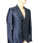 Gucci Men's Blue Floral Rose Window Jacquard Dandy Jacket