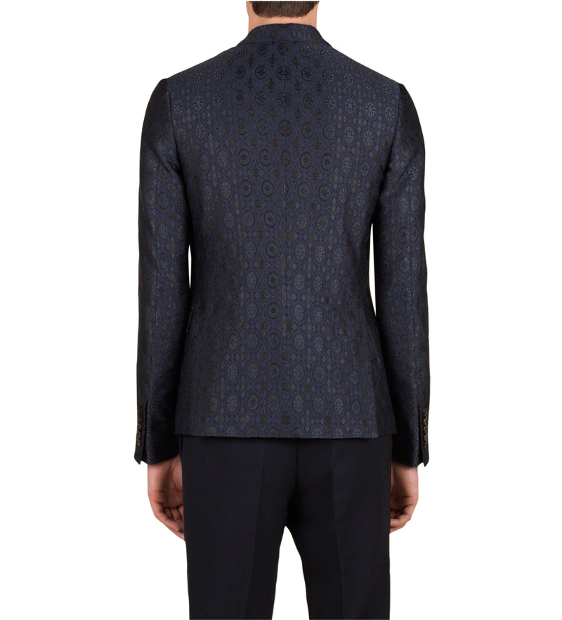 Gucci Men's Blue Floral Rose Window Jacquard Dandy Jacket