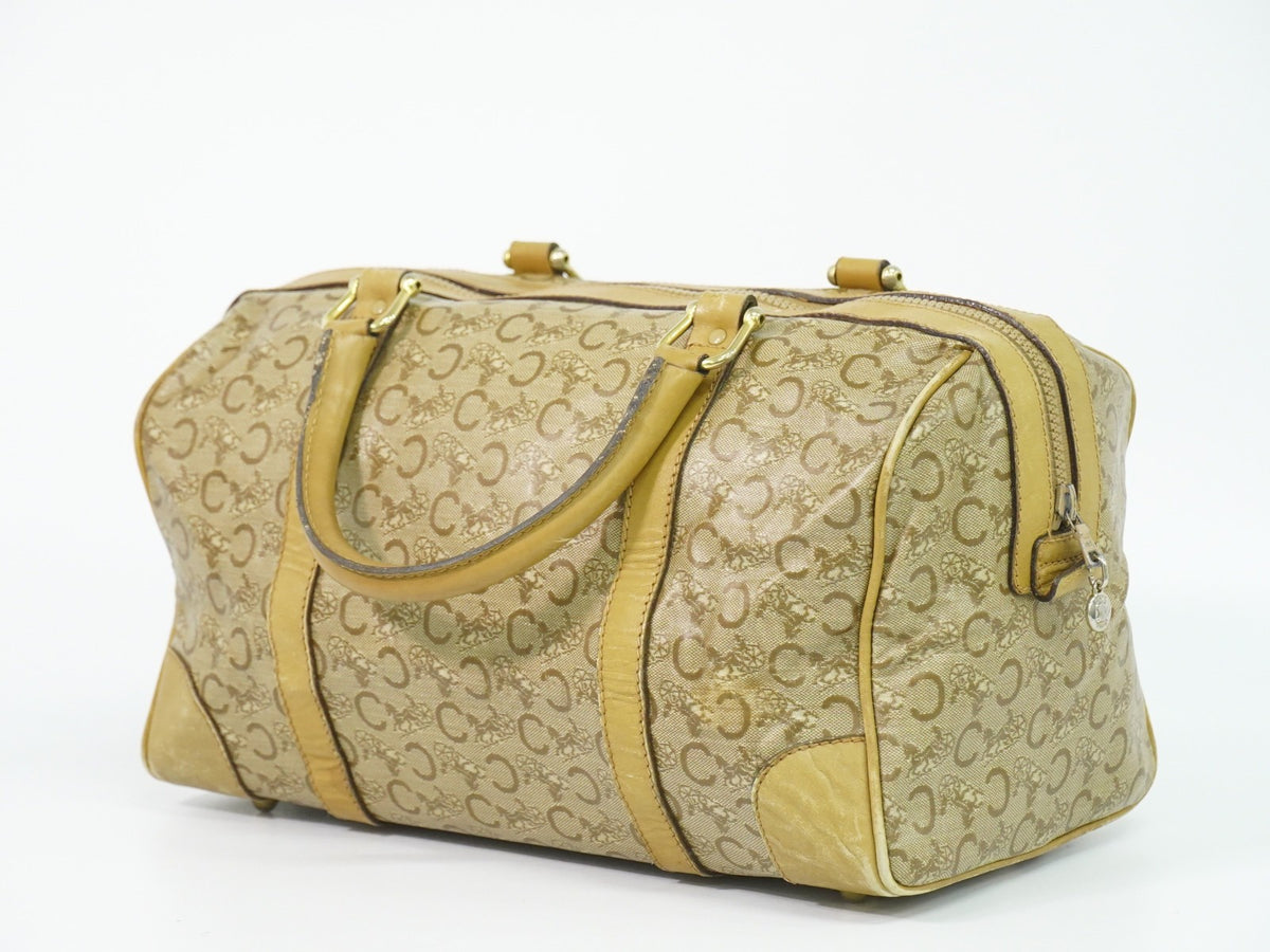 Celine Vintage Duffle Canvas And Leather Beige Pvc Travel Bag Bag (Pre-Owned)