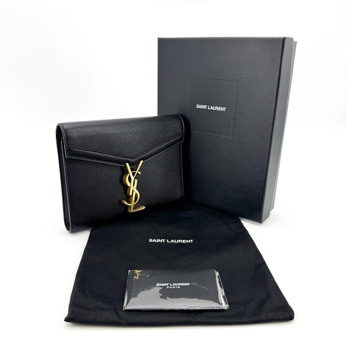 Saint Laurent Cassandra Chain Leather Black Leather Shoulder Bag Bag (Pre-Owned)
