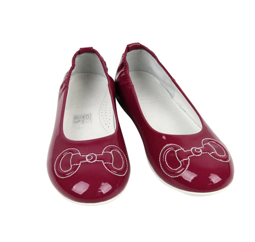 Gucci Kids Magenta Patent Leather Horsebit Stitch Ballet Flat