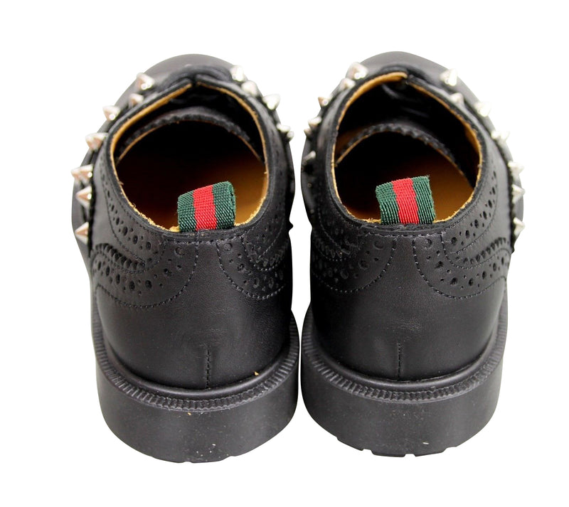 Gucci Kids Black Leather Studded Lace-up Sneakers