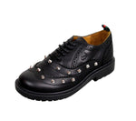 Gucci Kids Black Leather Studded Lace-up Sneakers