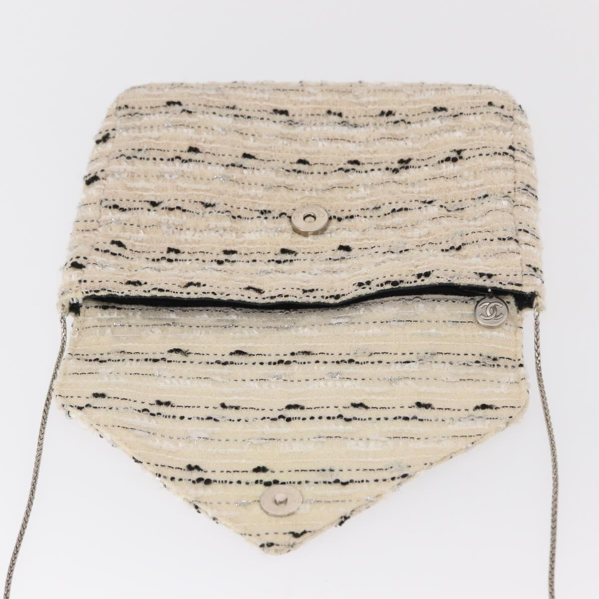 Chanel Vintage Envelope Chain Clutch Tweed White Tweed Clutche & Pouche Bag (Pre-Owned)