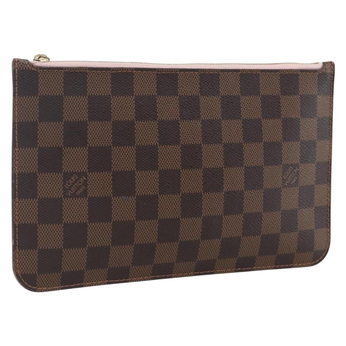 Louis Vuitton Neverfull Pochette Damier Ebene Brown Canvas Clutche & Pouche Bag (Pre-Owned)