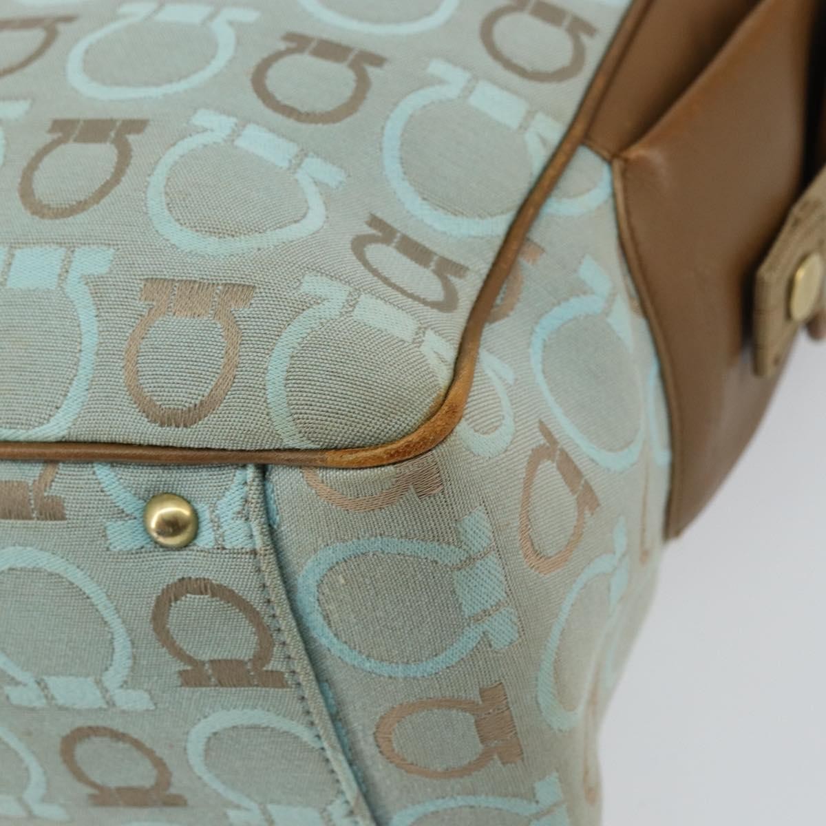 Salvatore Ferragamo Gancini Tote Gancini Canvas Blue Canvas Tote Bag Bag (Pre-Owned)