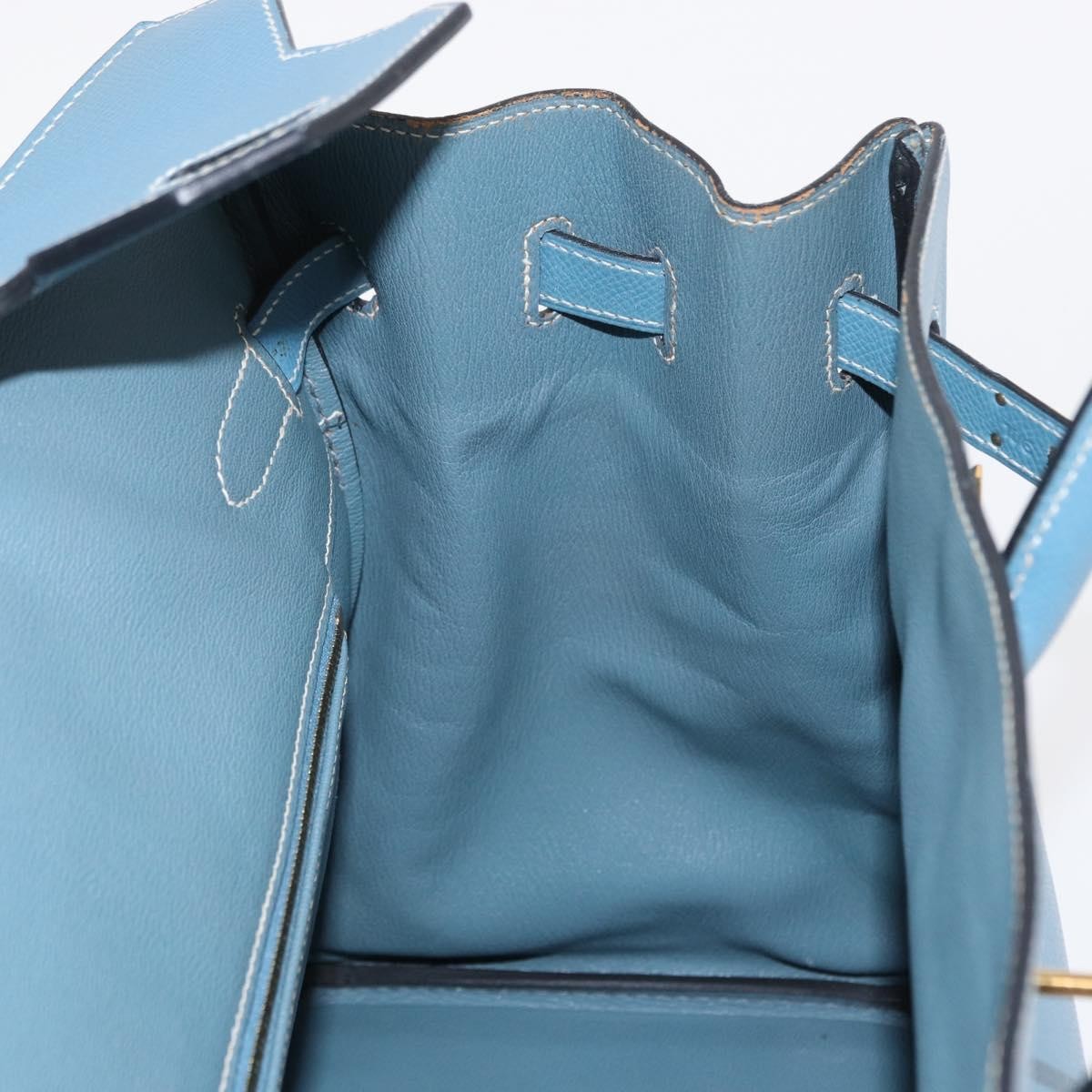 Hermes Birkin Blue Epsom With Gold Hardware Blue Leather Handbag (Pre-Owned)