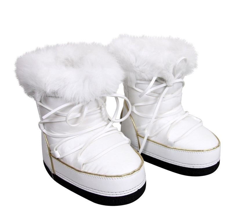 Gucci Unisex White Nylon Interlocking G Fur Trim Kids Boots