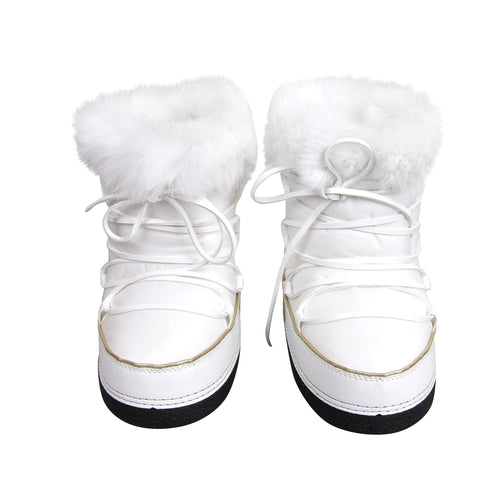 Gucci Unisex White Nylon Interlocking G Fur Trim Kids Boots