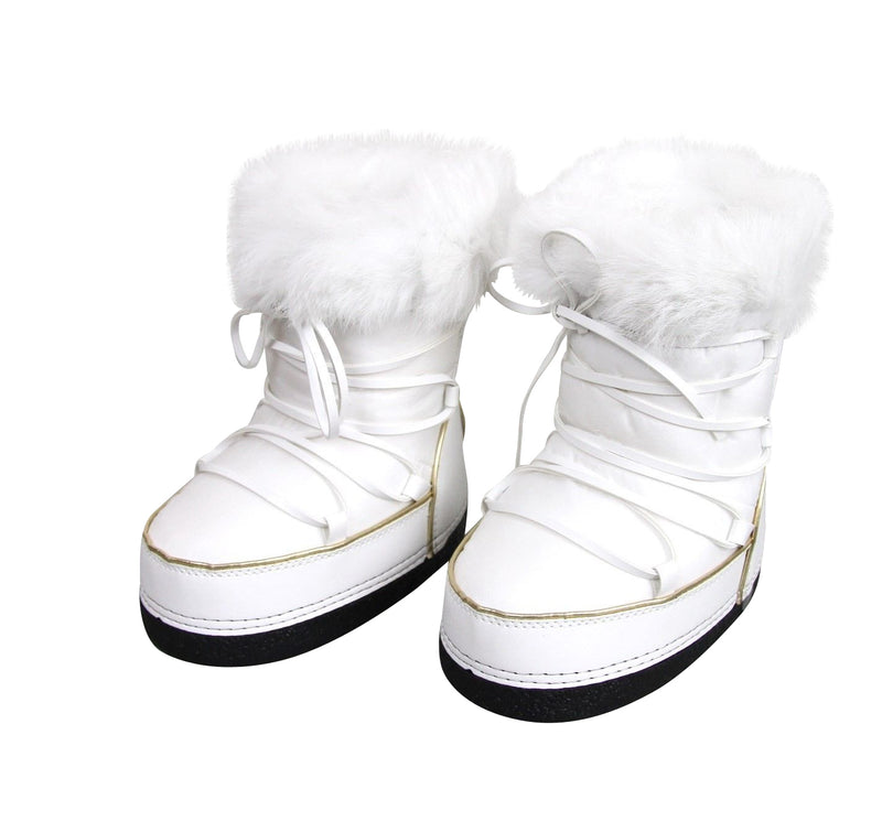 Gucci Unisex White Nylon Interlocking G Fur Trim Kids Boots