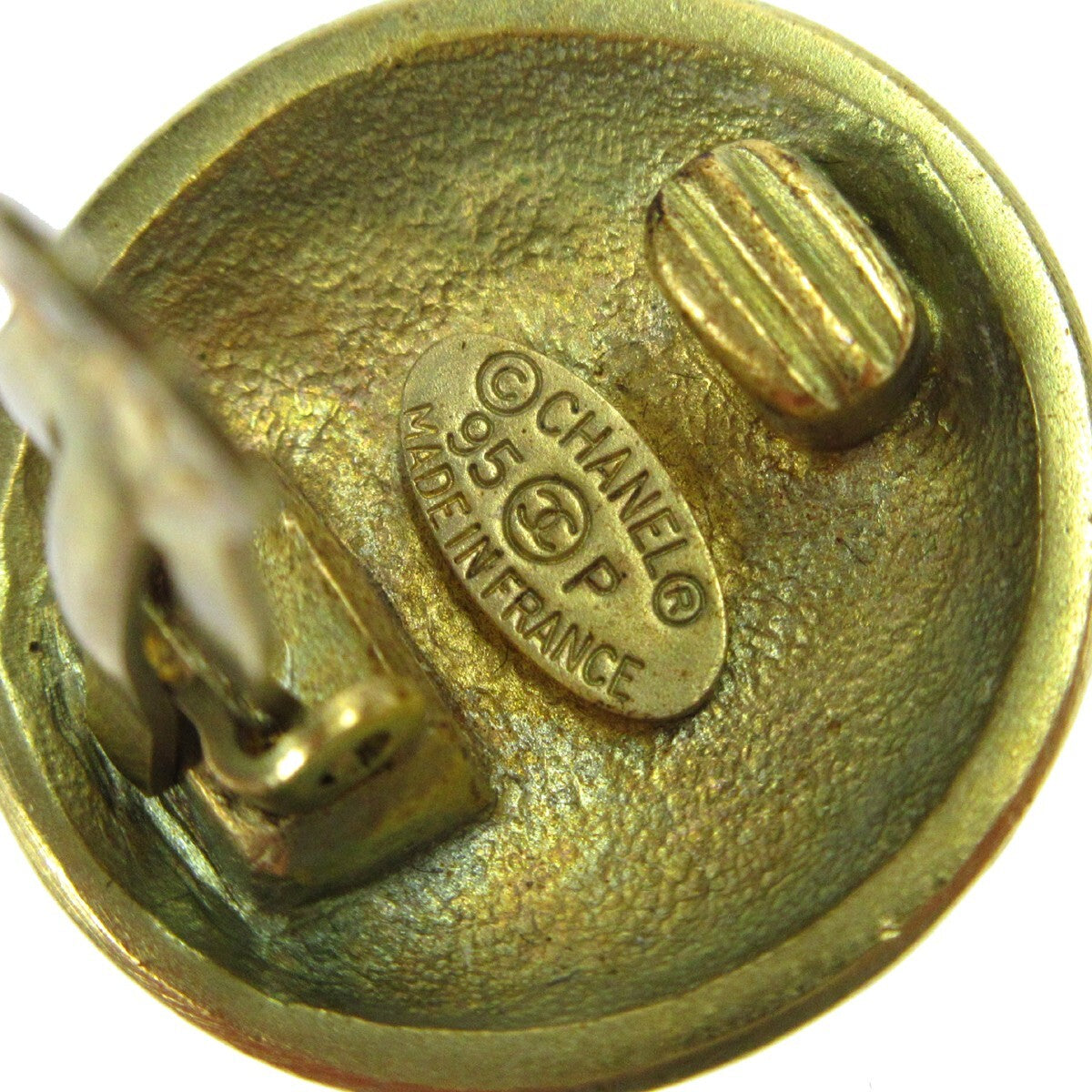 Chanel Cc Button Clip-On Metal Gold Gold_Plated Earrings Jewelry (Pre-Owned)