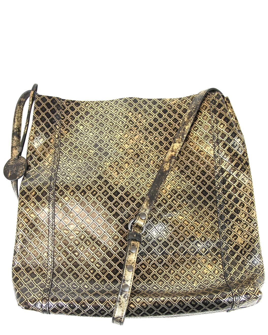 Bottega Veneta Women's Gold / Black Leather Medium Intrecciomirage Messenger Bag 298785 8414