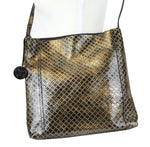 Bottega Veneta Unisex Intrecciomirage Gold / Black Leather Large Messenger Bag