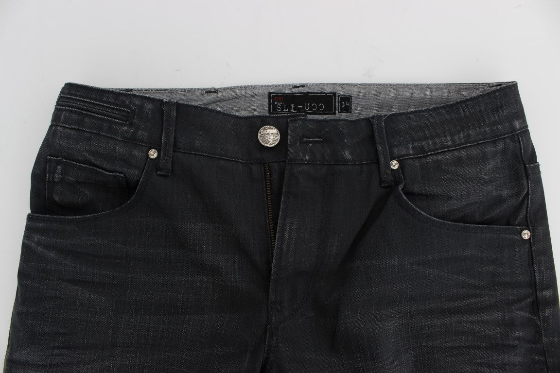 Acht Sleek Gray Slim Fit Italian Mens Men's Jeans