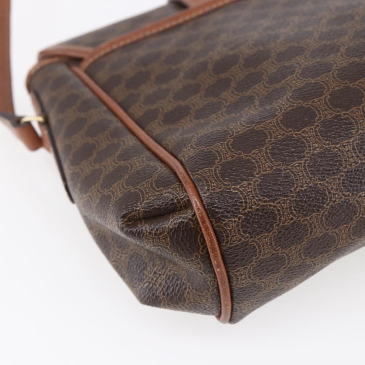 Celine Vintage Macadam Canvas And Leather Brown Canvas Shoulder Bag Bag (Pre-Owned)