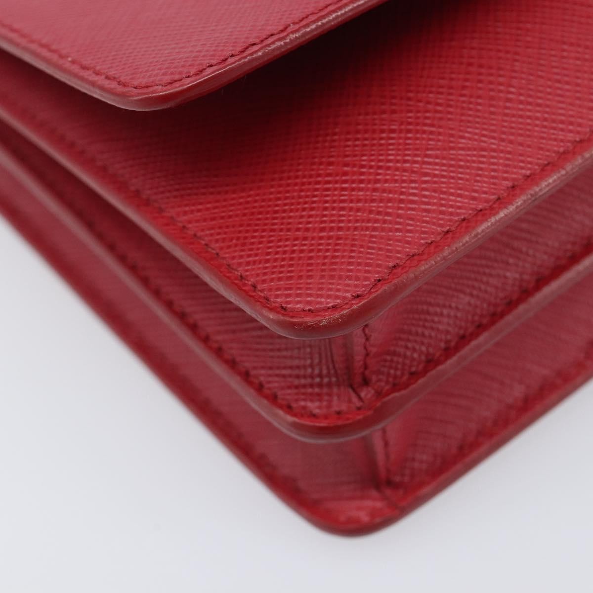 Prada Bow Wallet On Strap Saffiano Leather Red Leather Crossbody Bag Bag (Pre-Owned)